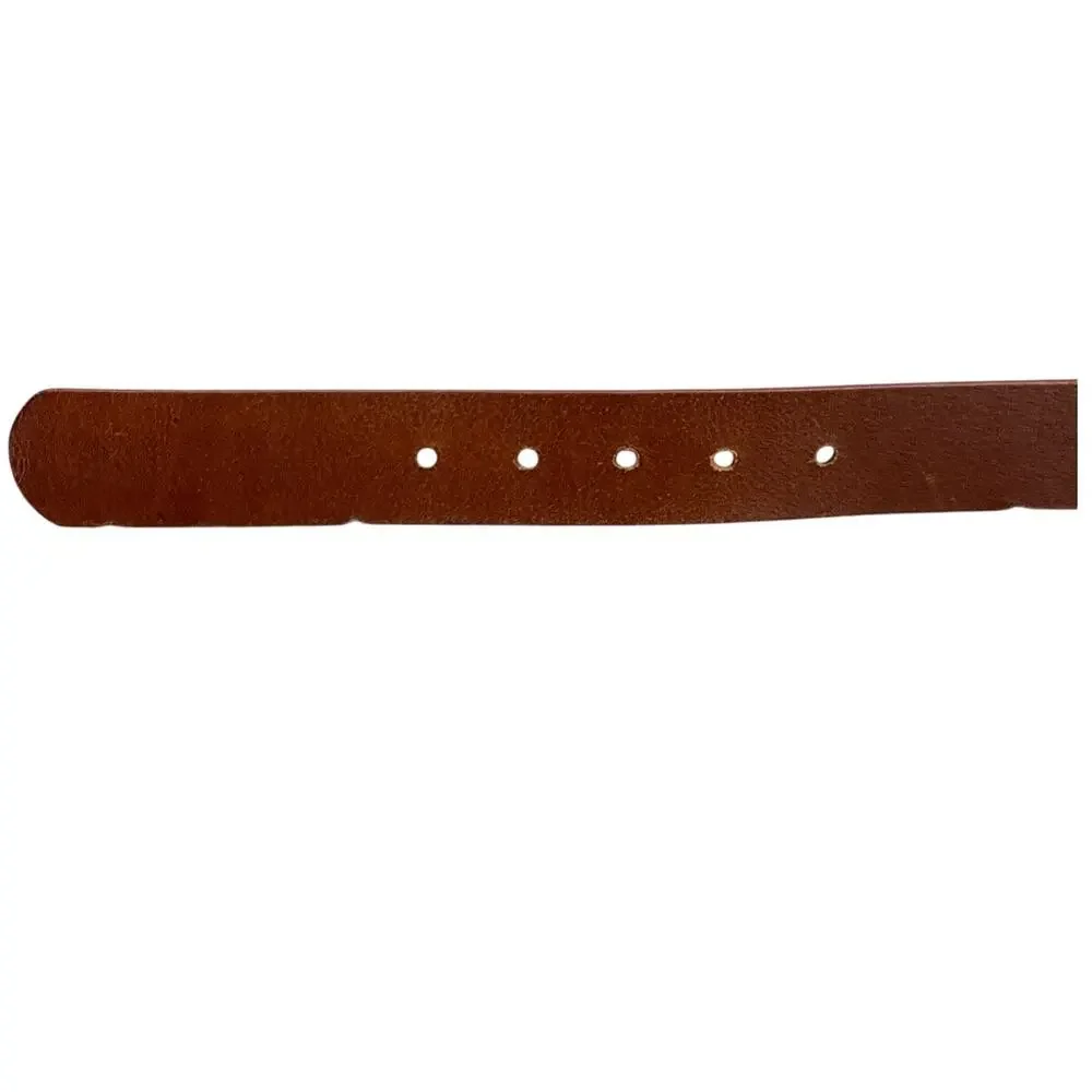 Kenneth Cole Brown Leather Silver Horseshoe Buckle Western Belt  27.5